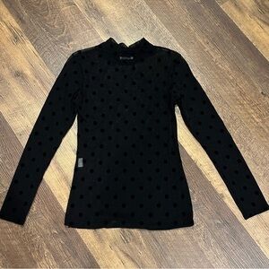 Femme Fatale polka dot long sleeve top womens size large lightweight sheer black